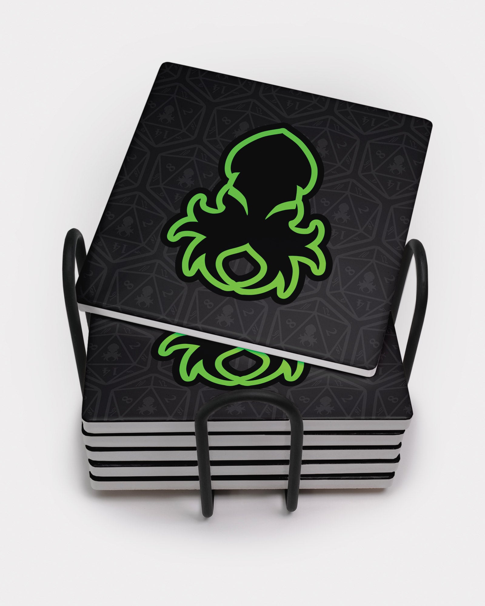 Green Kraken Square Coaster Set